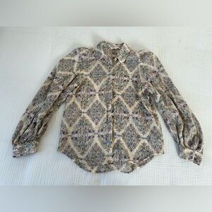 Olivaceous Floral Button Down Lightweight Top Size Large